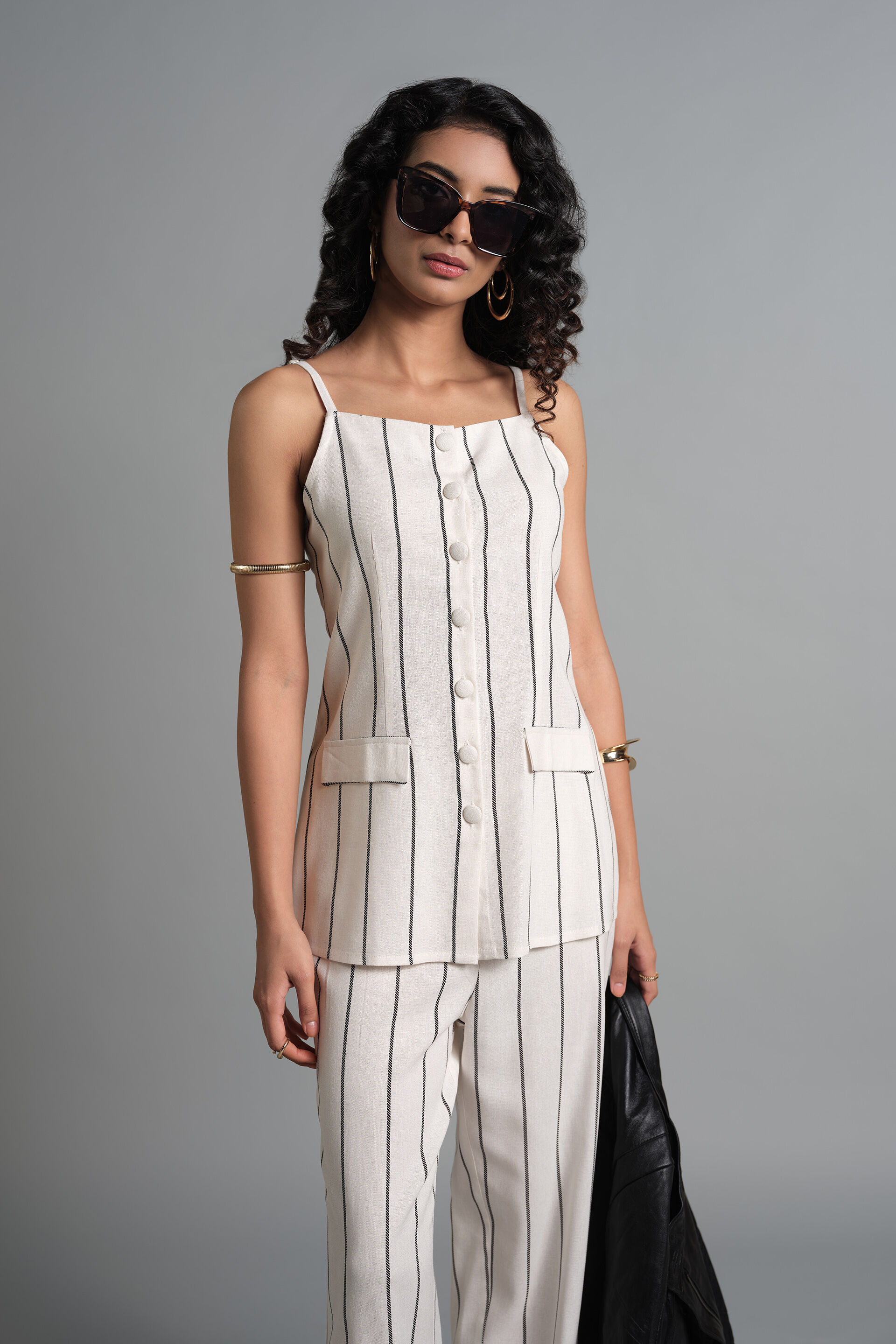 Striped Stunner Top, White, image 1